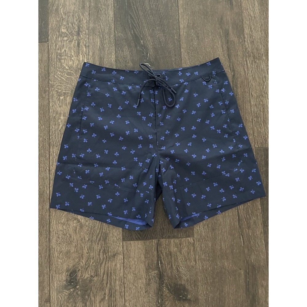 OUTDOOR VOICES Shorts Mens Large Blue Floral Board Swim 7" Inseam Stretch